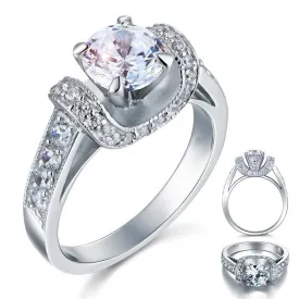 1.25 Carat Created Zirconia Solid 925 Sterling Silver Wedding Engagement Ring MJXFR8037