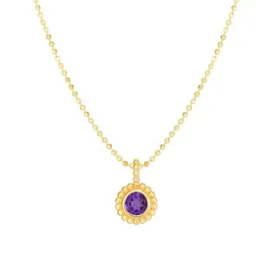 14k Bead Amethyst Pendant Necklace