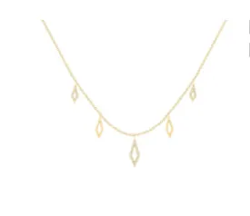 14k Diamond Shape Drop Necklace -SS