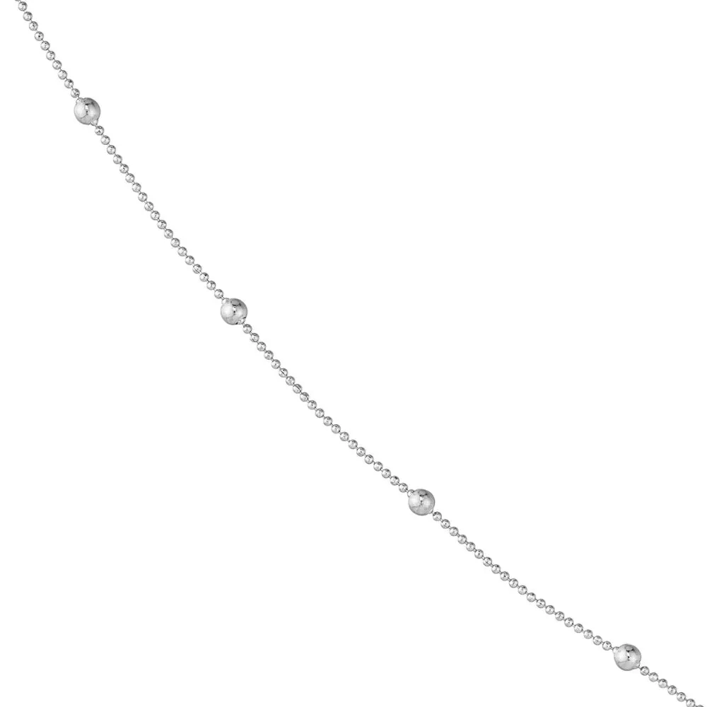 14k Gold Beaded Station Necklace, 17"