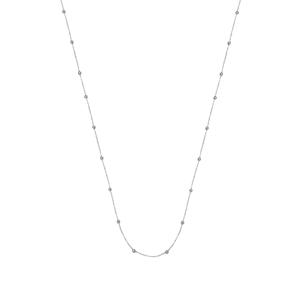 14k Gold Beaded Station Necklace, 17"