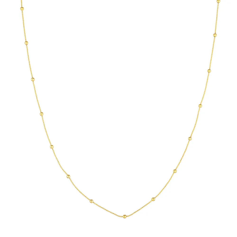 14k Gold Beaded Station Necklace, 17"