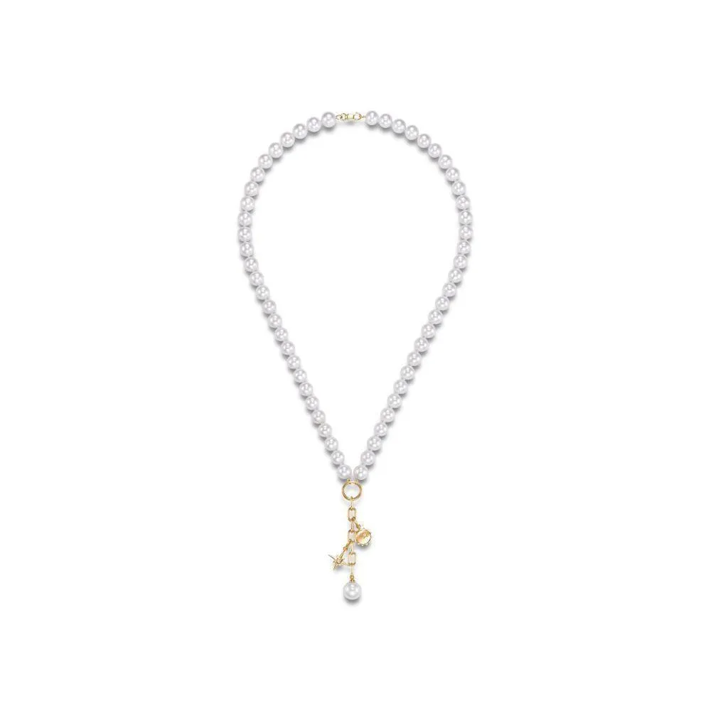 14k Sun & Star Pearl Charm Necklace