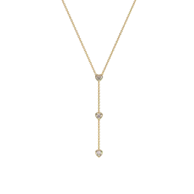 14k Three Heart Lariat Necklace