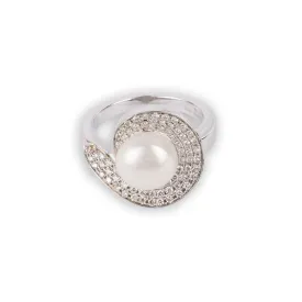 18ct White Gold Diamond & Cultured Pearl Dress Ring MCS1466