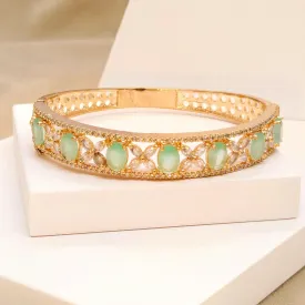 18K Gold Finish Bracelet Studded with Multiple Mint Green Stone