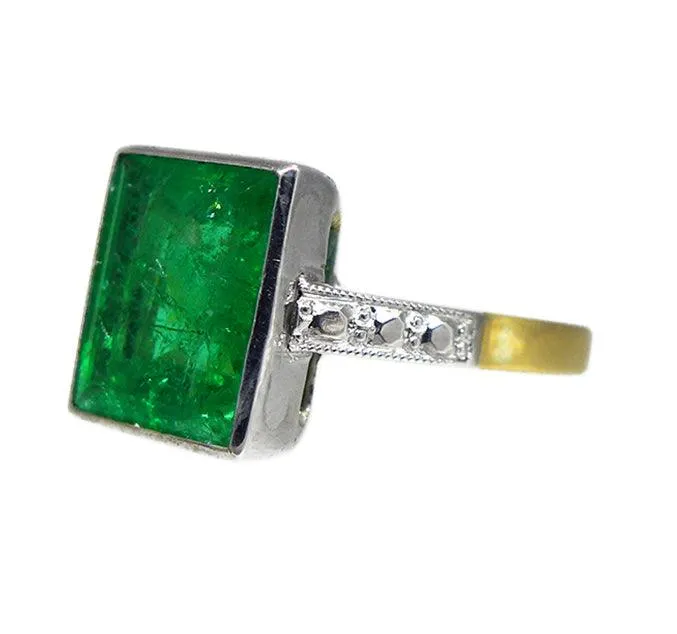 1950s Rectangular Cut 2.00ct Emerald Ring