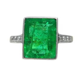 1950s Rectangular Cut 2.00ct Emerald Ring