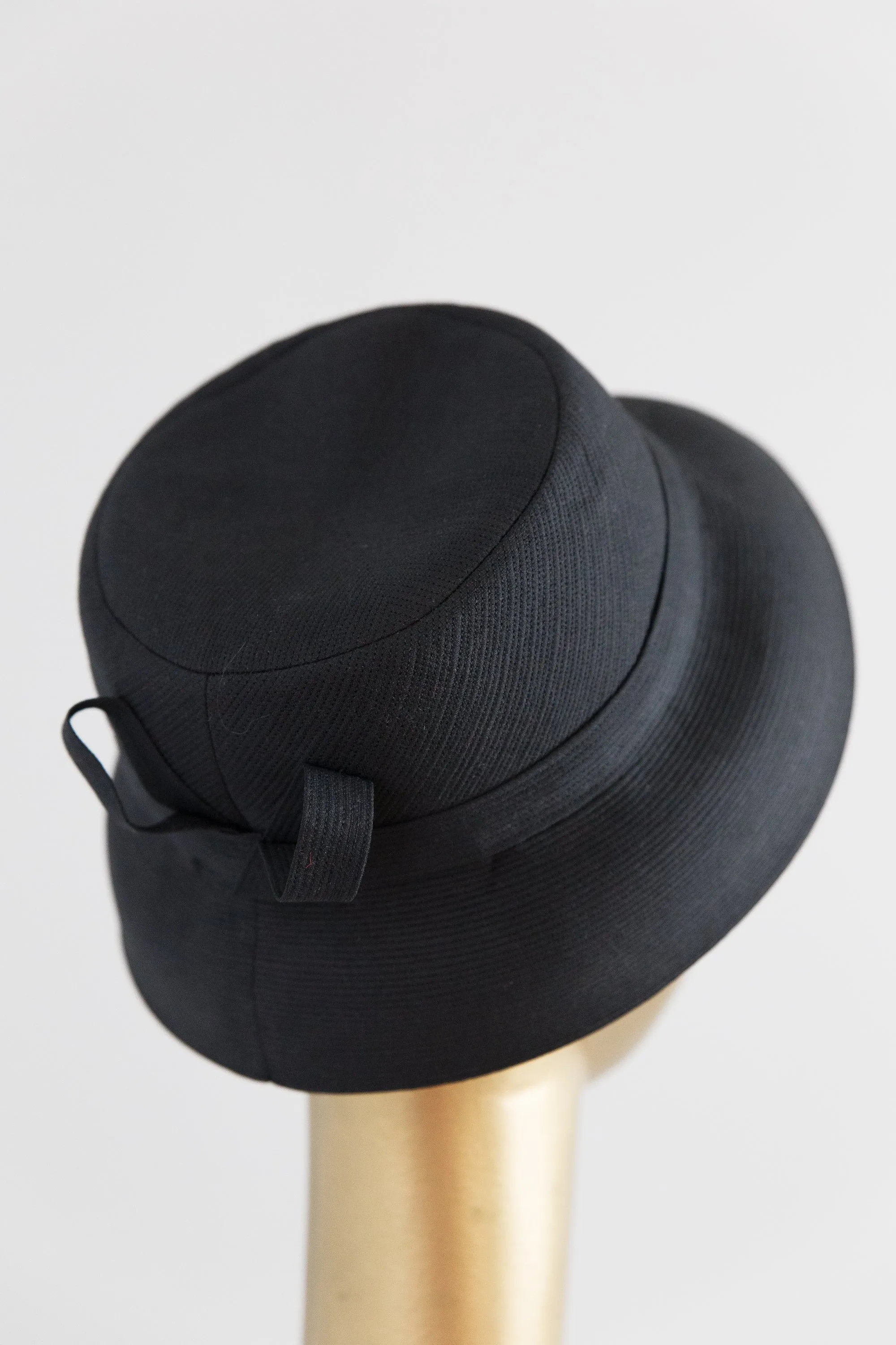 1960's Chic Black Bucket Hat From Neiman Marcus