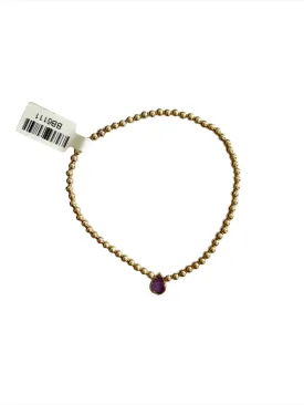 3mm Gold Bracelet with Amethyst Drop