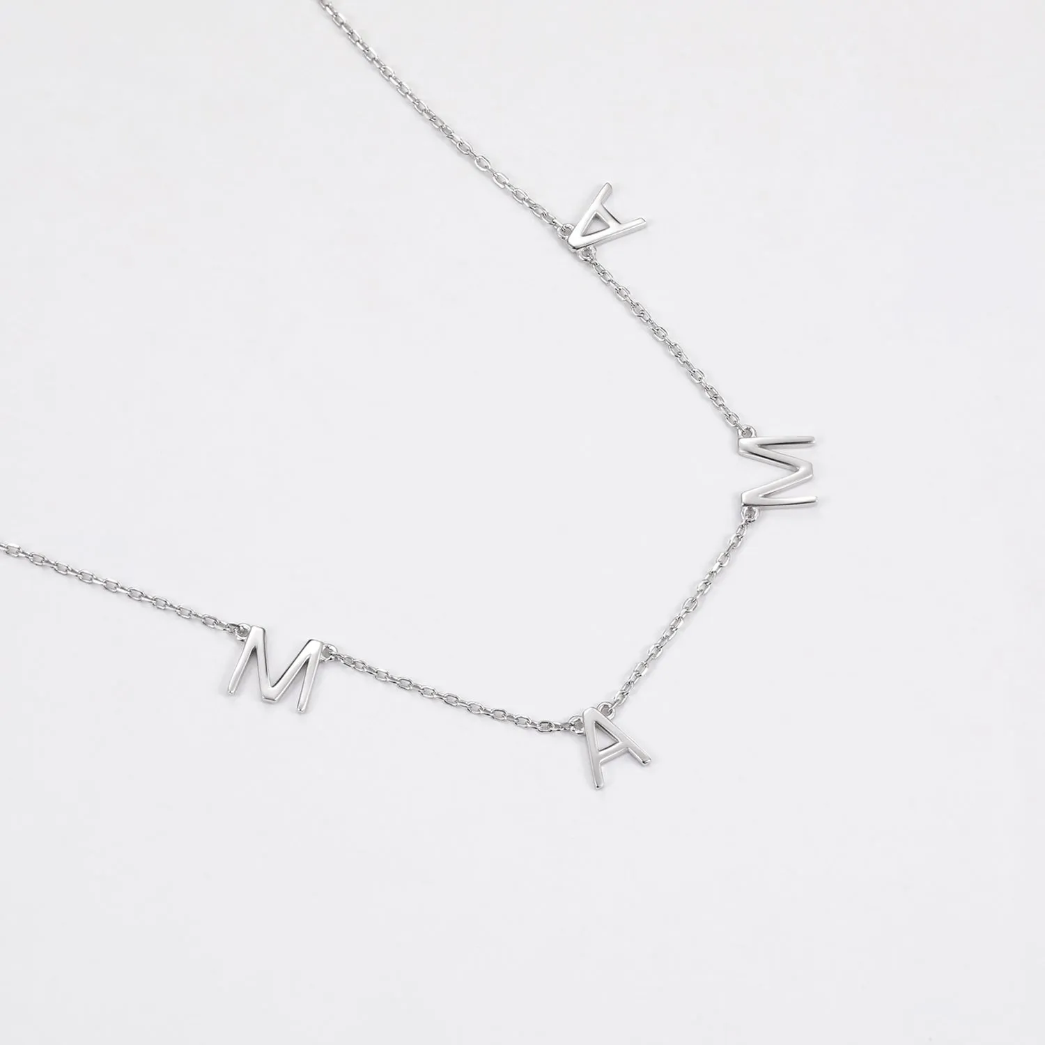 925 Sterling Silver Dainty Link Chain with the Message Mama