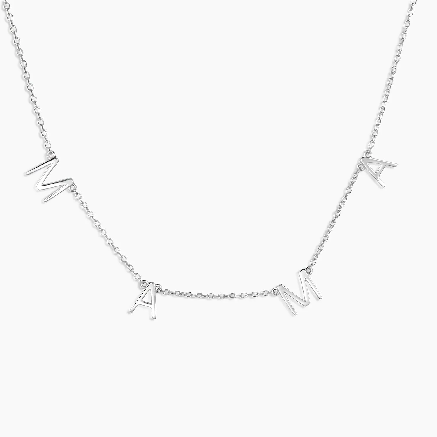 925 Sterling Silver Dainty Link Chain with the Message Mama