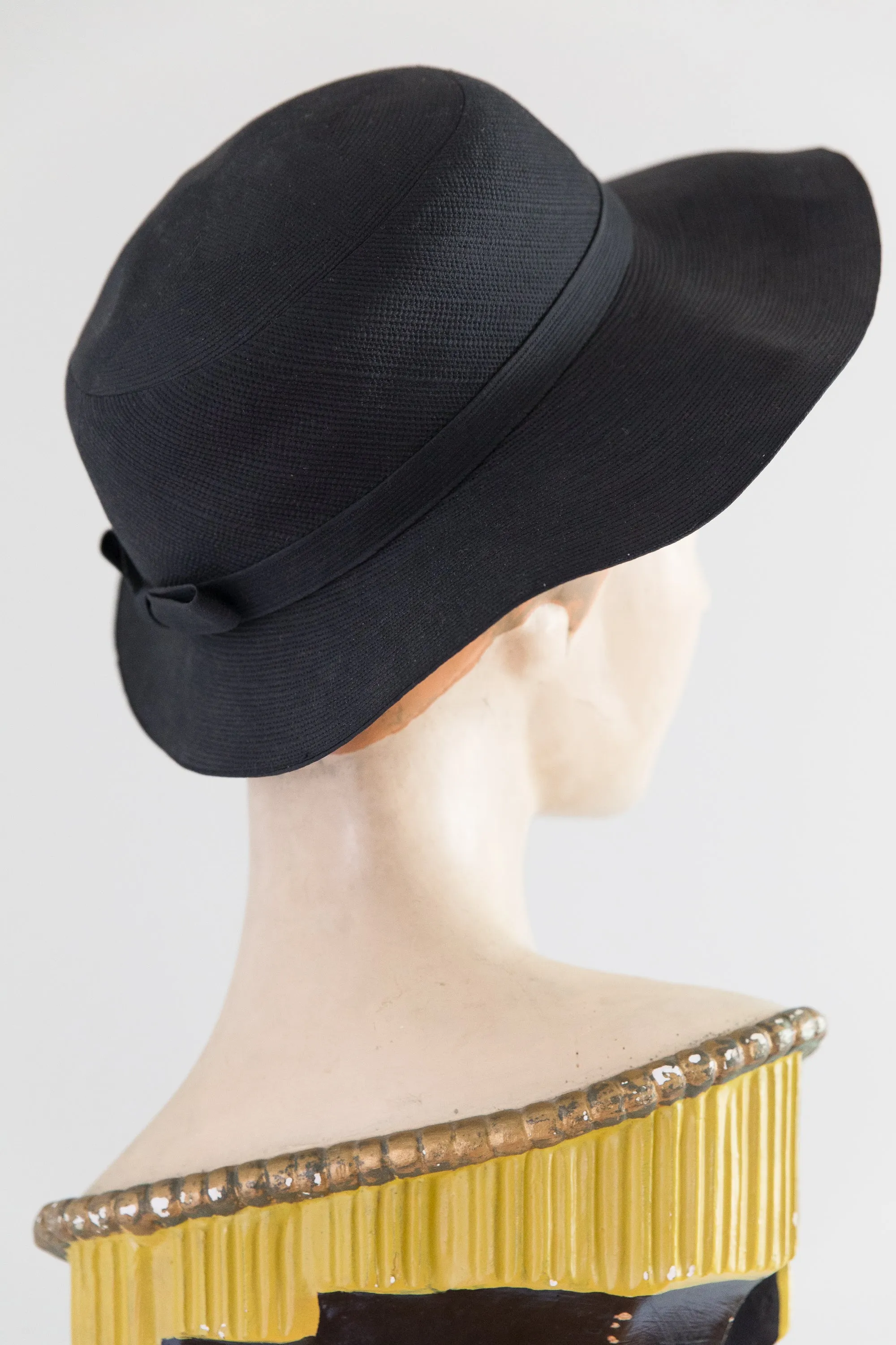 Adorable 1960's Black Bucket Style Hat From Neiman Marcus