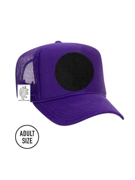 ADULT Trucker Hat with Interchangeable Velcro Patch (Purple)