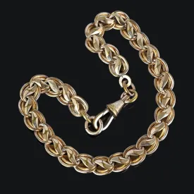 Antique French Rolled Gold Fancy Link Watch Chain Bracelet