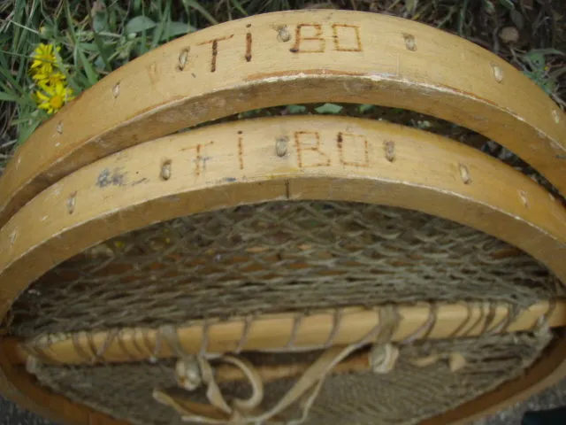 Antique Snowshoes - 1920s Native American Bearpaw Snowshoes