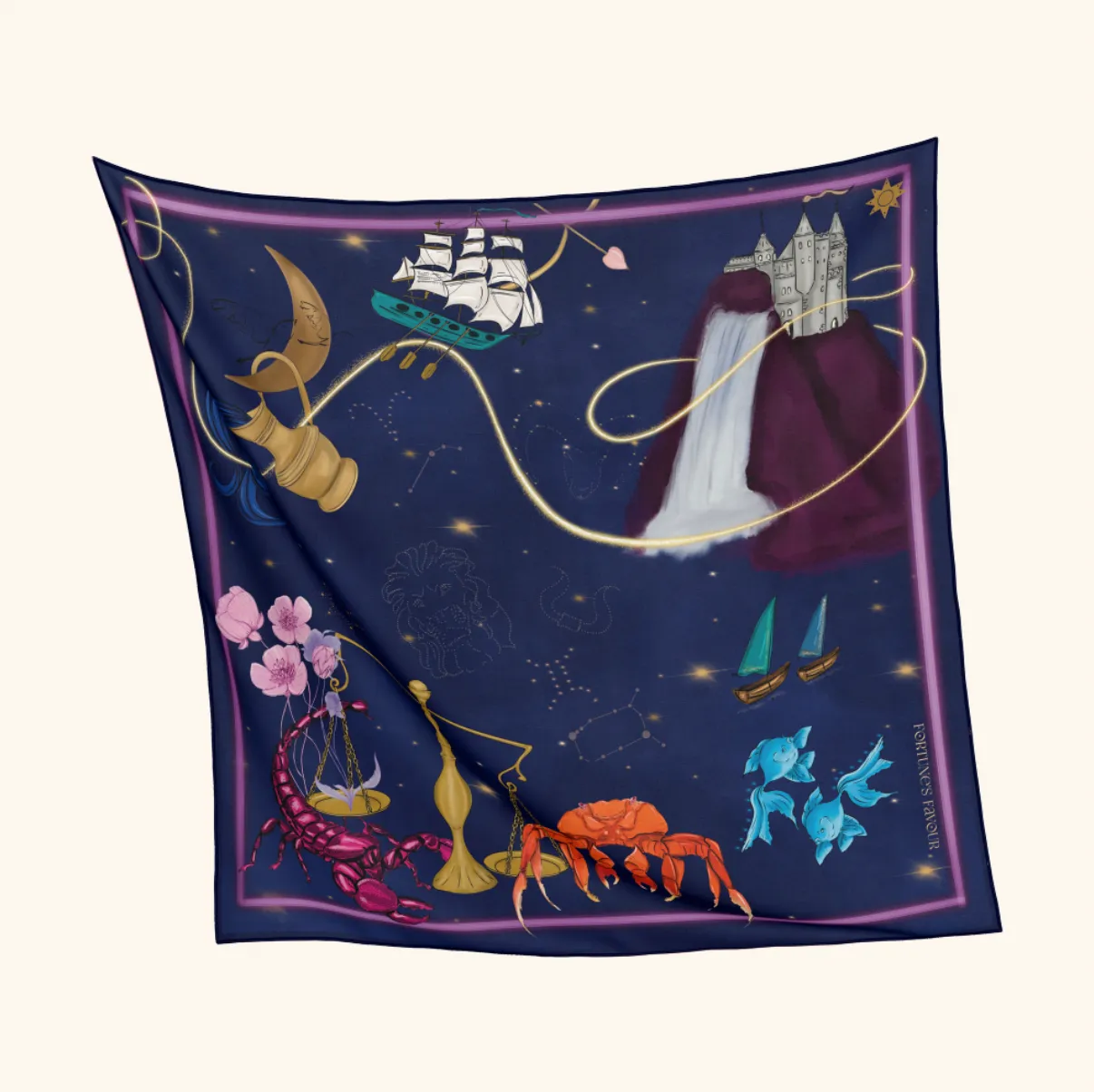 'Astro Dreams' Silk Square Scarf