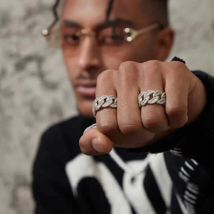 Baguette Iced out Cuban Ring