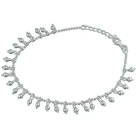 Beads Tassels Anklet - Sterling Silver