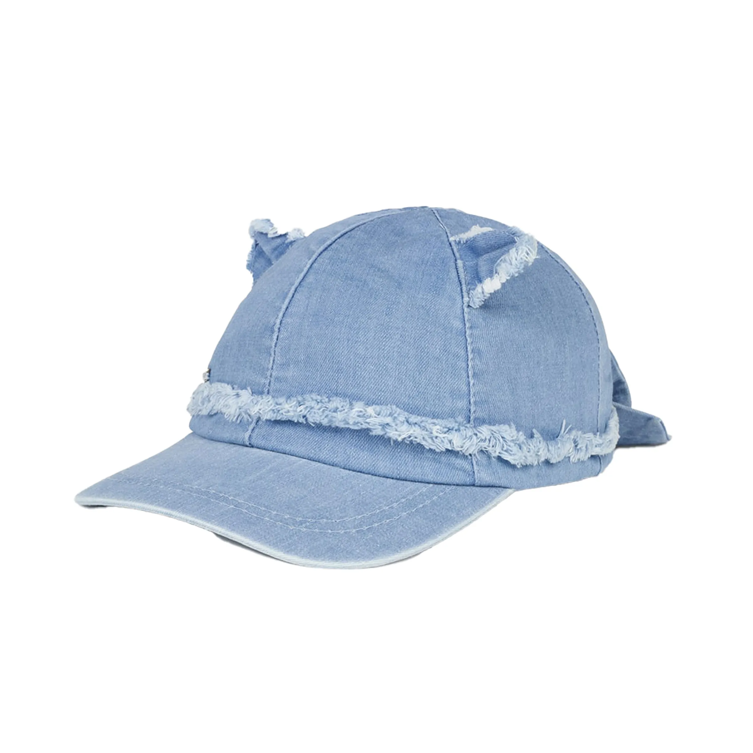 Blue Denim Ruffle Bow Cap