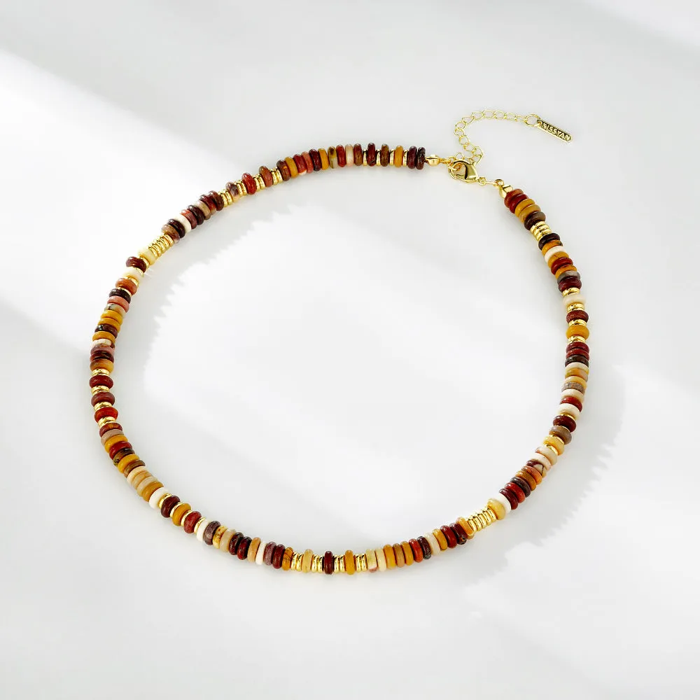 Boho Beaded Choker Natural Tiger Eye Stone Necklace