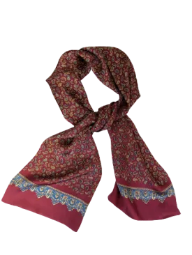 Bordeaux Paisley 100% Silk Scarf 157 x 27 cm