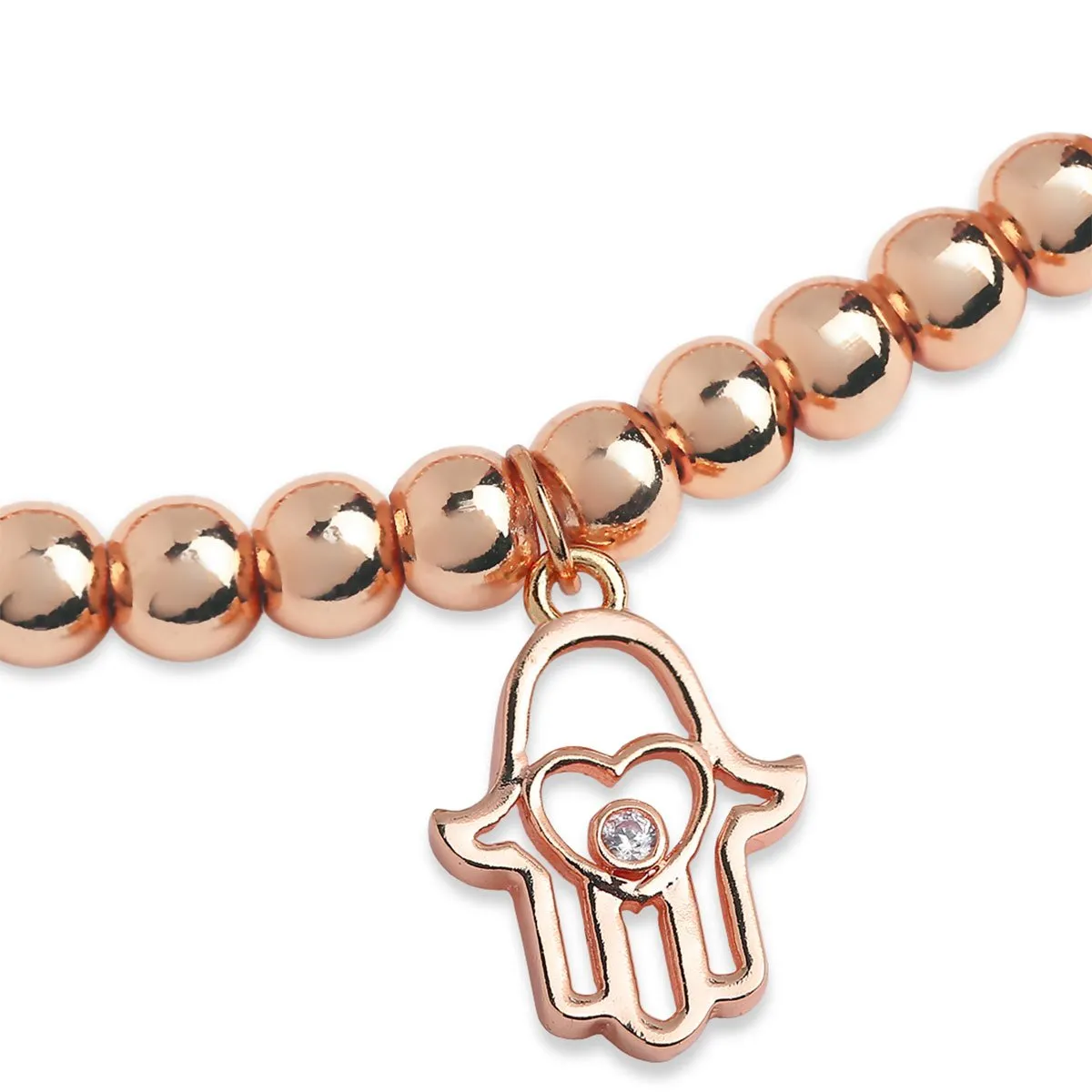 Brass 18k Hamsa Heart Embellishment Bracelet For Women