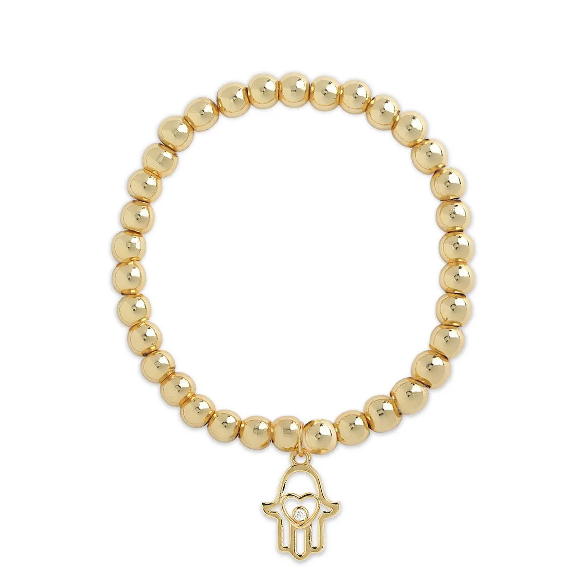 Brass 18k Hamsa Heart Embellishment Bracelet For Women