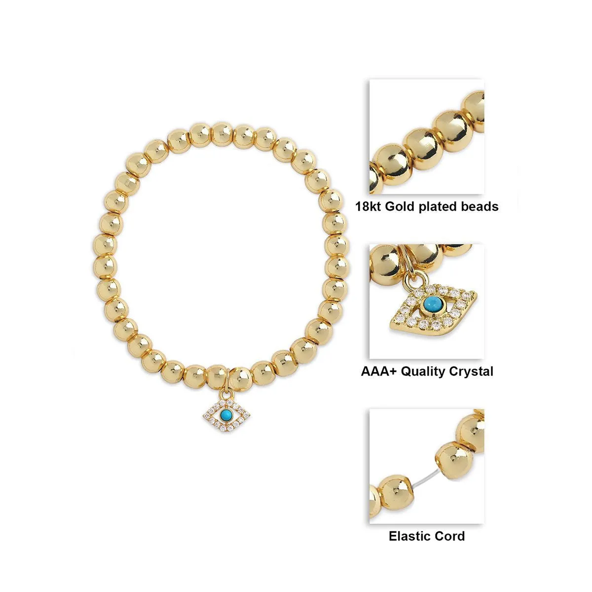 Brass 18k Hamsa Heart Embellishment Bracelet For Women