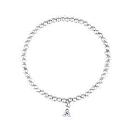 CLEAR CZ IDENTITY BRACELET SILVER - CHOOSE YOUR INITIAL