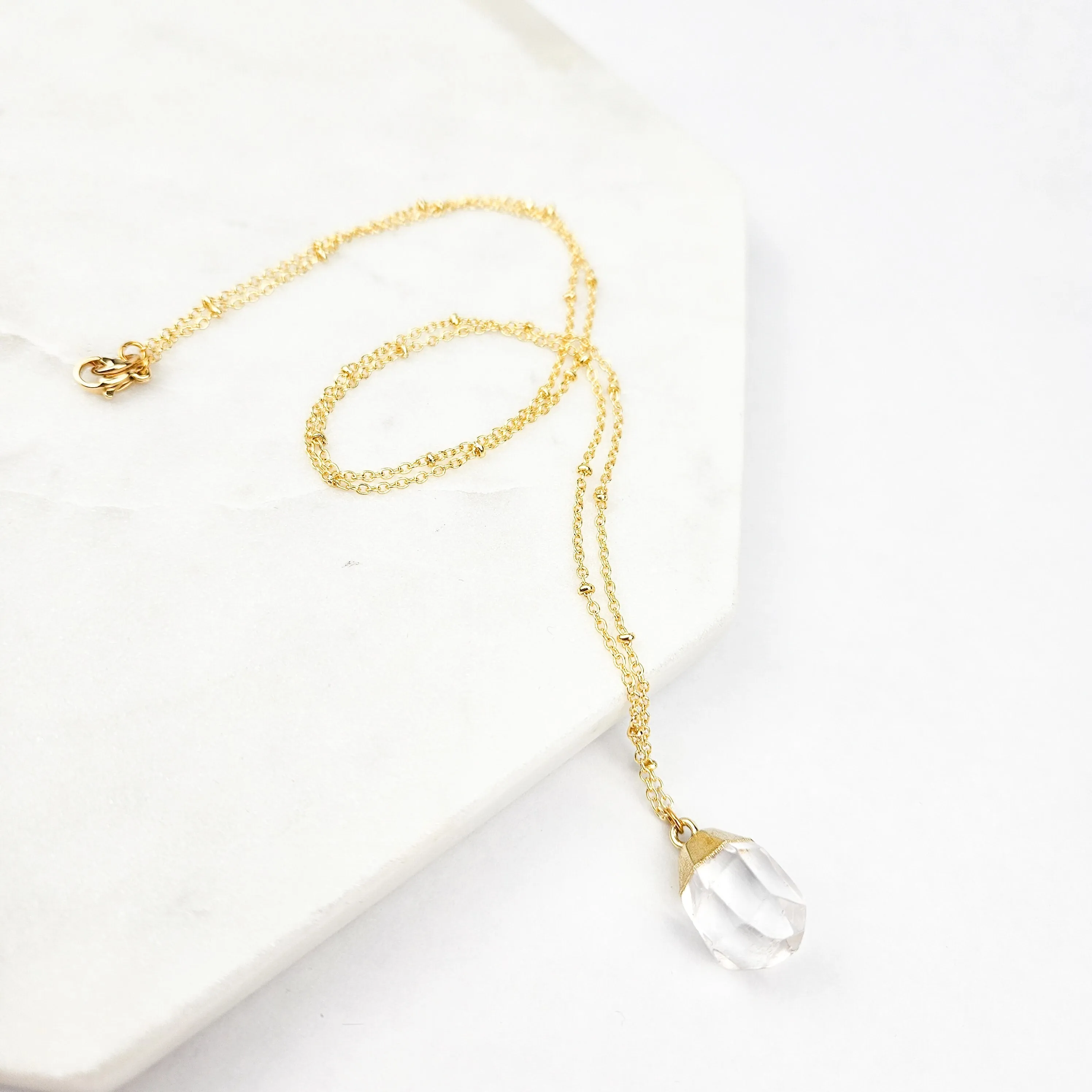 Clear Quartz Gem Drop Crystal Necklace