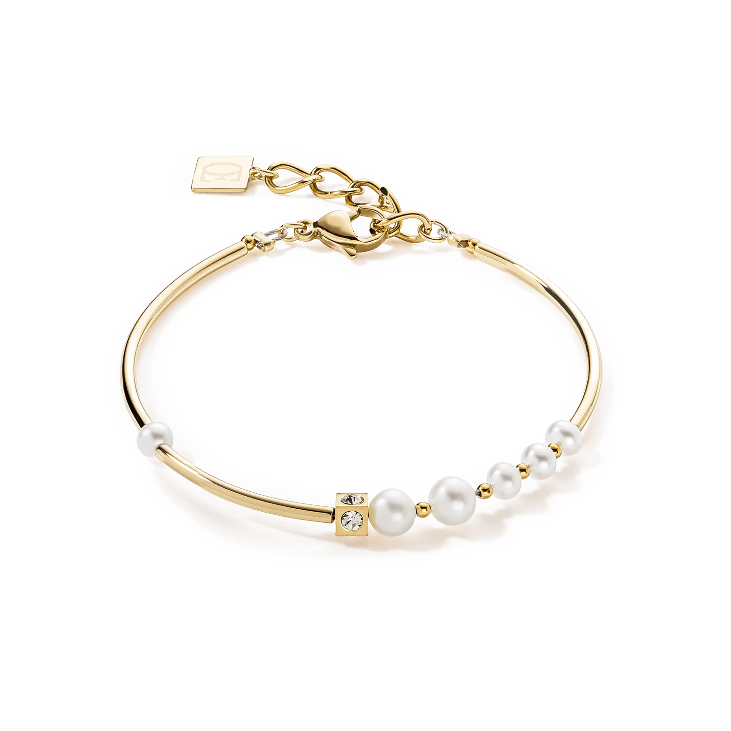 Coeur de Lion Asymmetric Freshwater Pearls Gold Bracelet