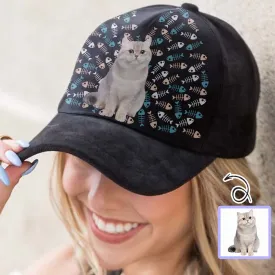 Custom Cat Face Fish Bone Unisex Baseball Cap