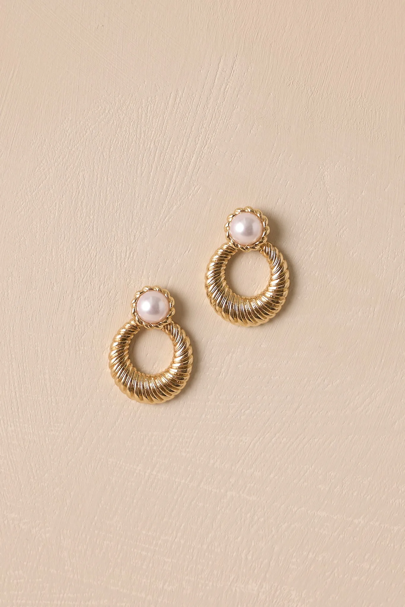 Daybreak Shine Gold Textured Pearl Earrings