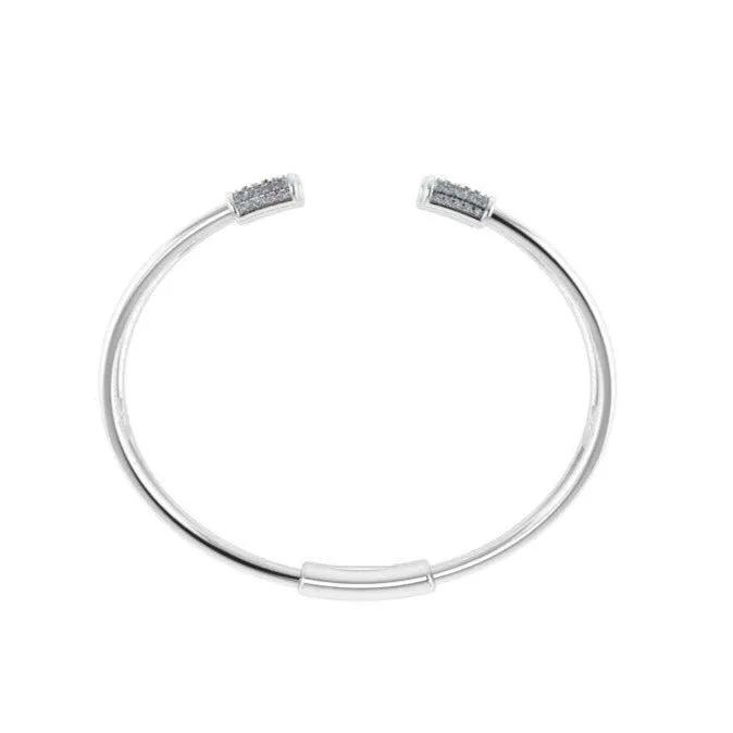 Diamond Bangle Open Cuff Bracelet 14k White Gold