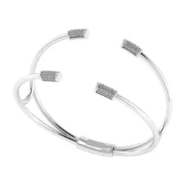 Diamond Bangle Open Cuff Bracelet 14k White Gold