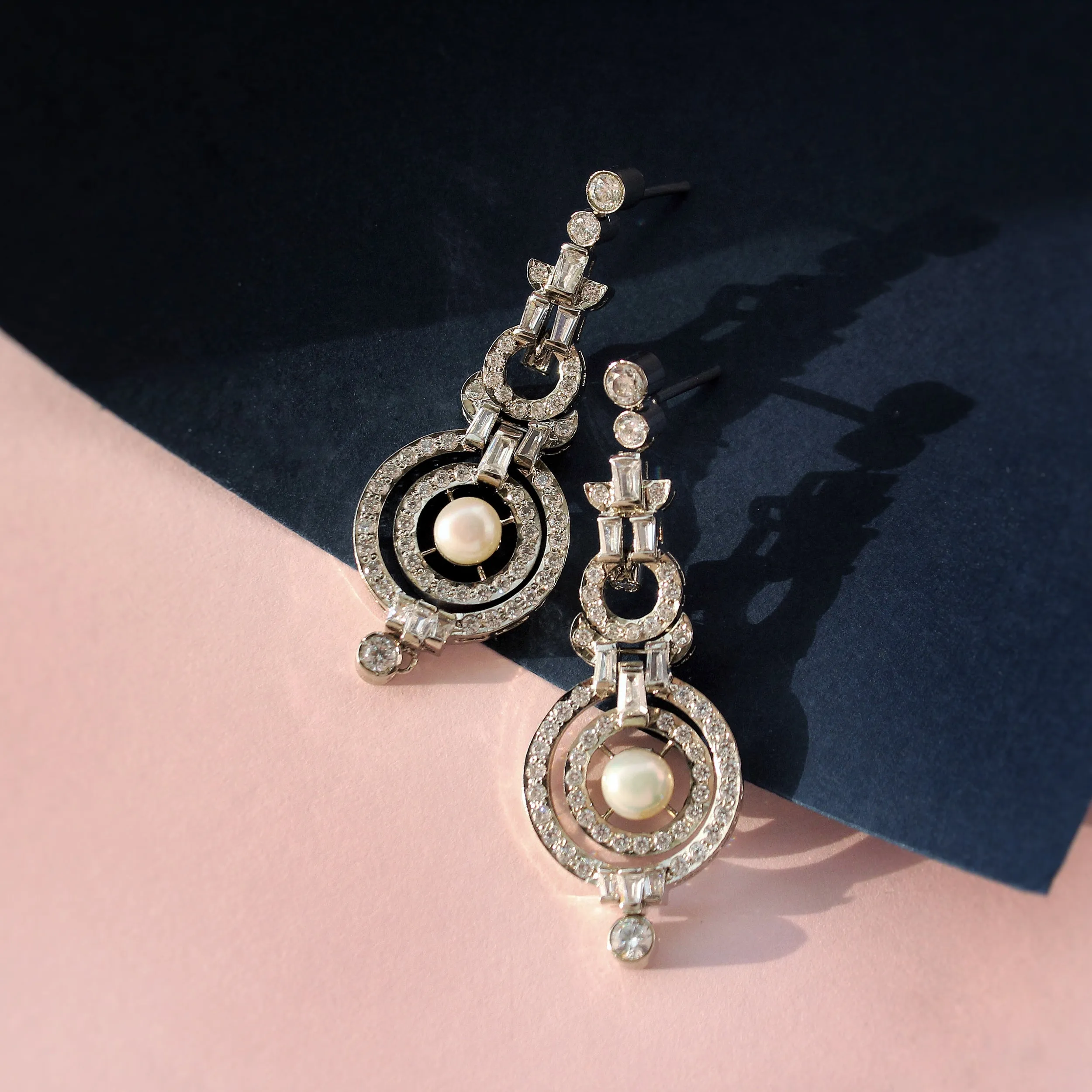 Earrings in Pearls and Zircons