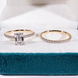 Emerald Cut Wedding Engagement Ring Set