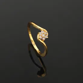 Estele Gold Plated CZ Solitaire Flower Designer Finger Ring for Women