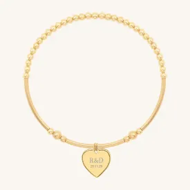 Elegant Etched Heart Charm Bracelet