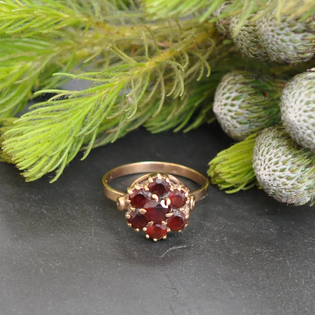 Garnet Cluster Ring