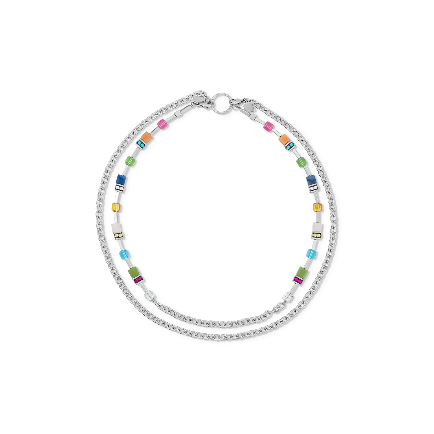 GeoCUBE® Iconic Boho necklace silver-multicolour