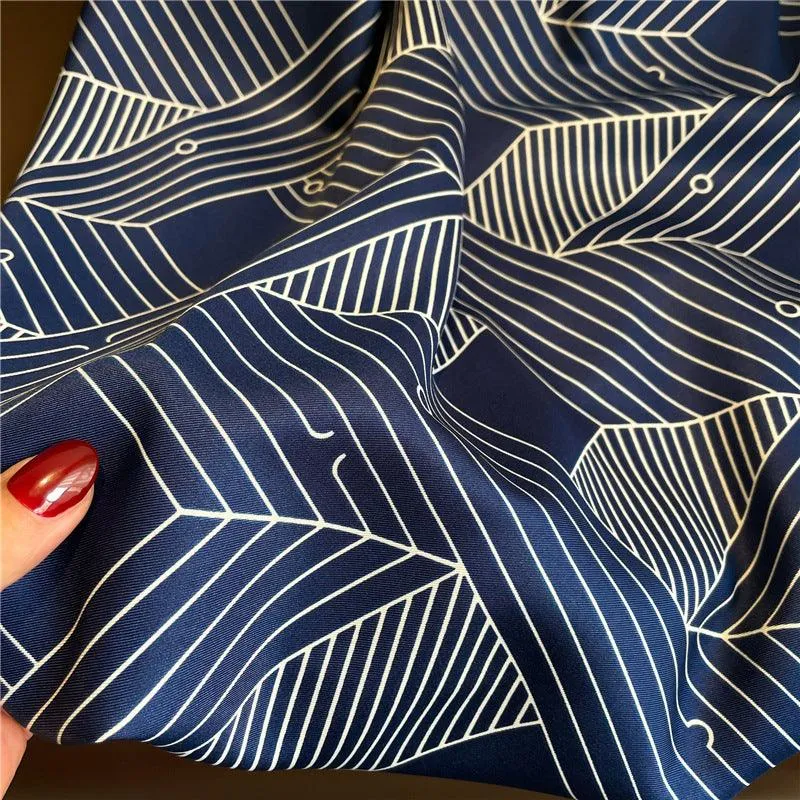 Geometric Stripes Chic Large Satin Scarf | 90x90cm Bandana | Twill Satin Shawl | Perfect Gift for Her, Mother's Day