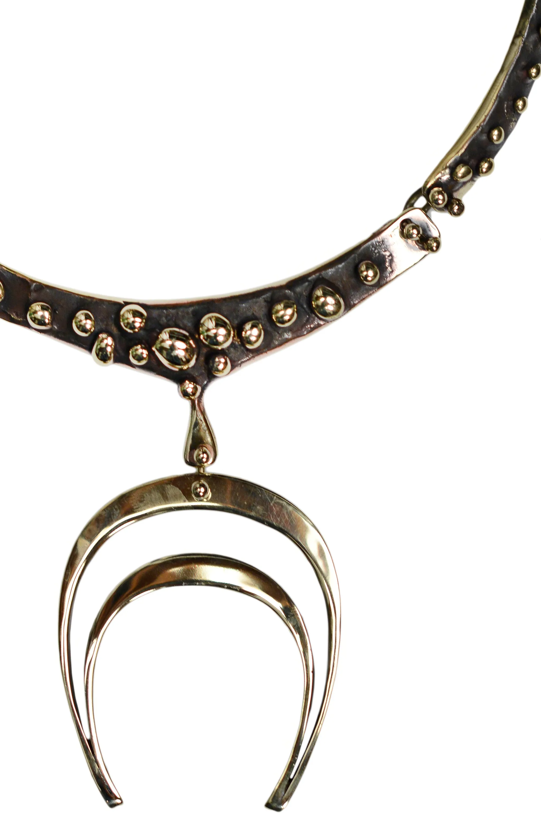 JACK BOYD BRUTALIST BRONZE HORSE SHOE NECKLACE 1970s