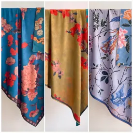 Japanese Aesthetics Series Double-Sided Jacquard Scarf/Elegant 140x140cm Square Scarf/Extra Large Shawl for Women/Versatile Gift for Her