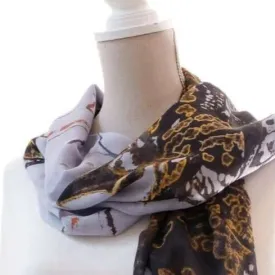 Japanese Orchid Long Cashmere & Silk Scarf