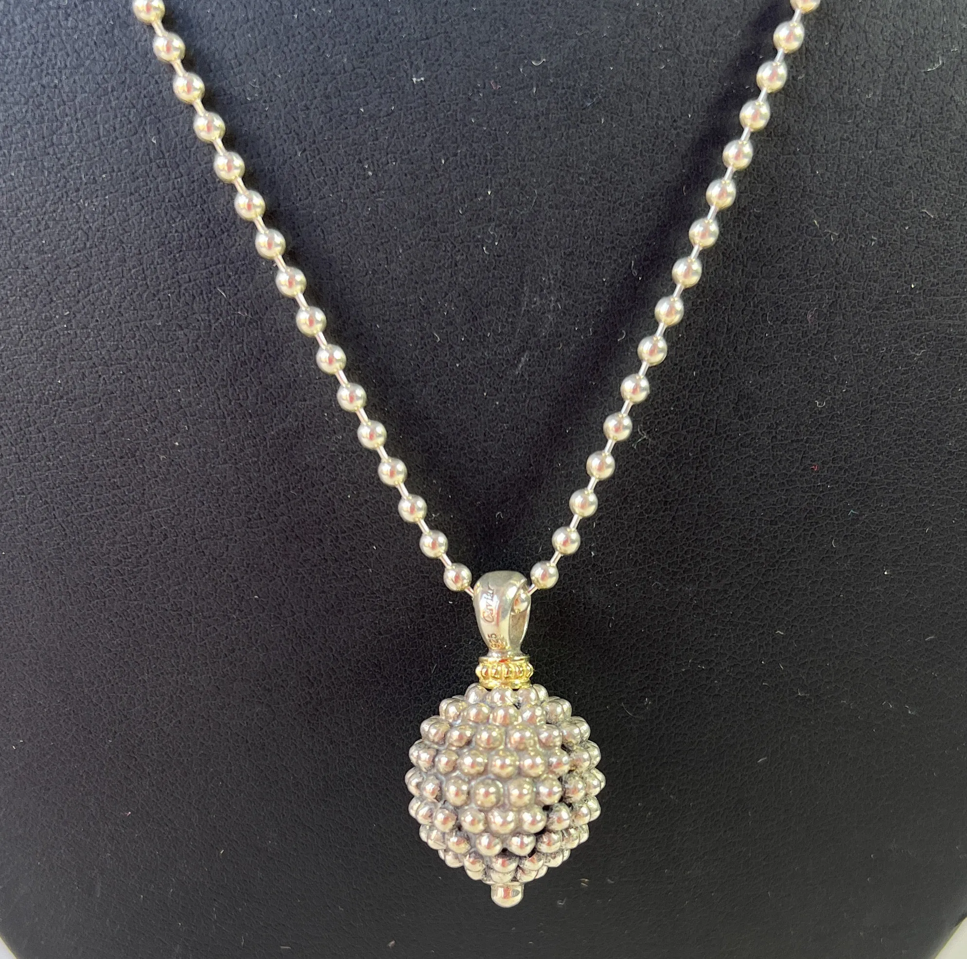 Lagos sterling silver Caviar ball pendant necklace