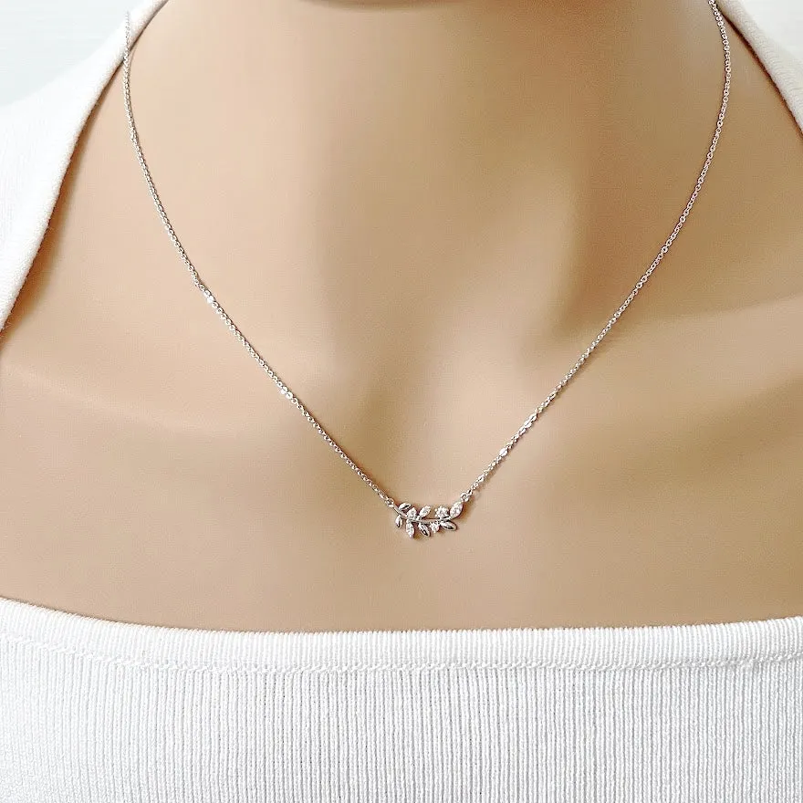 Leaf Cubic Zirconia Necklace