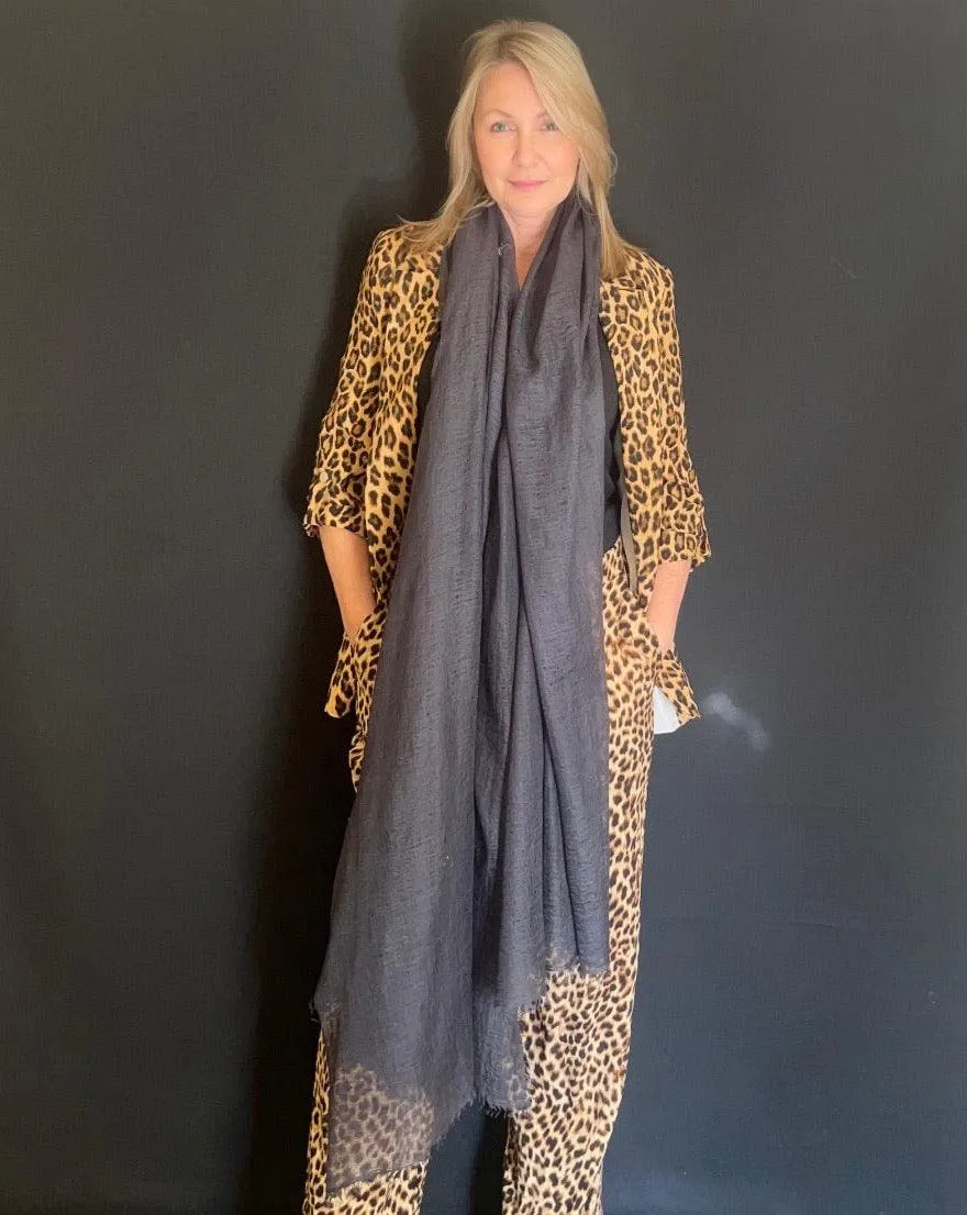 LIGHT-WEIGHT CASHMERE WRAP- CHARCOAL