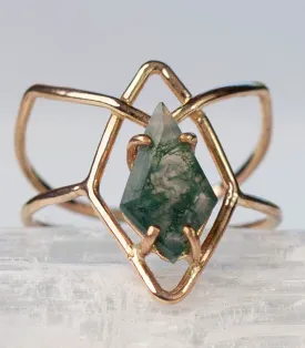 Moss Agate Shiva Ring